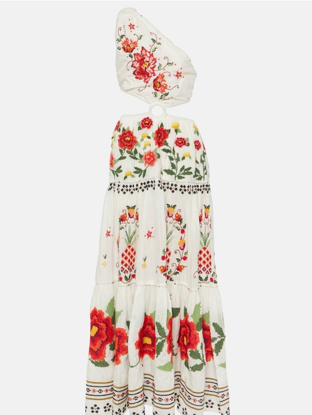 FARM Rio White One-Shoulder Embroidered Floral Maxi Dress - Picture 2 of 3
